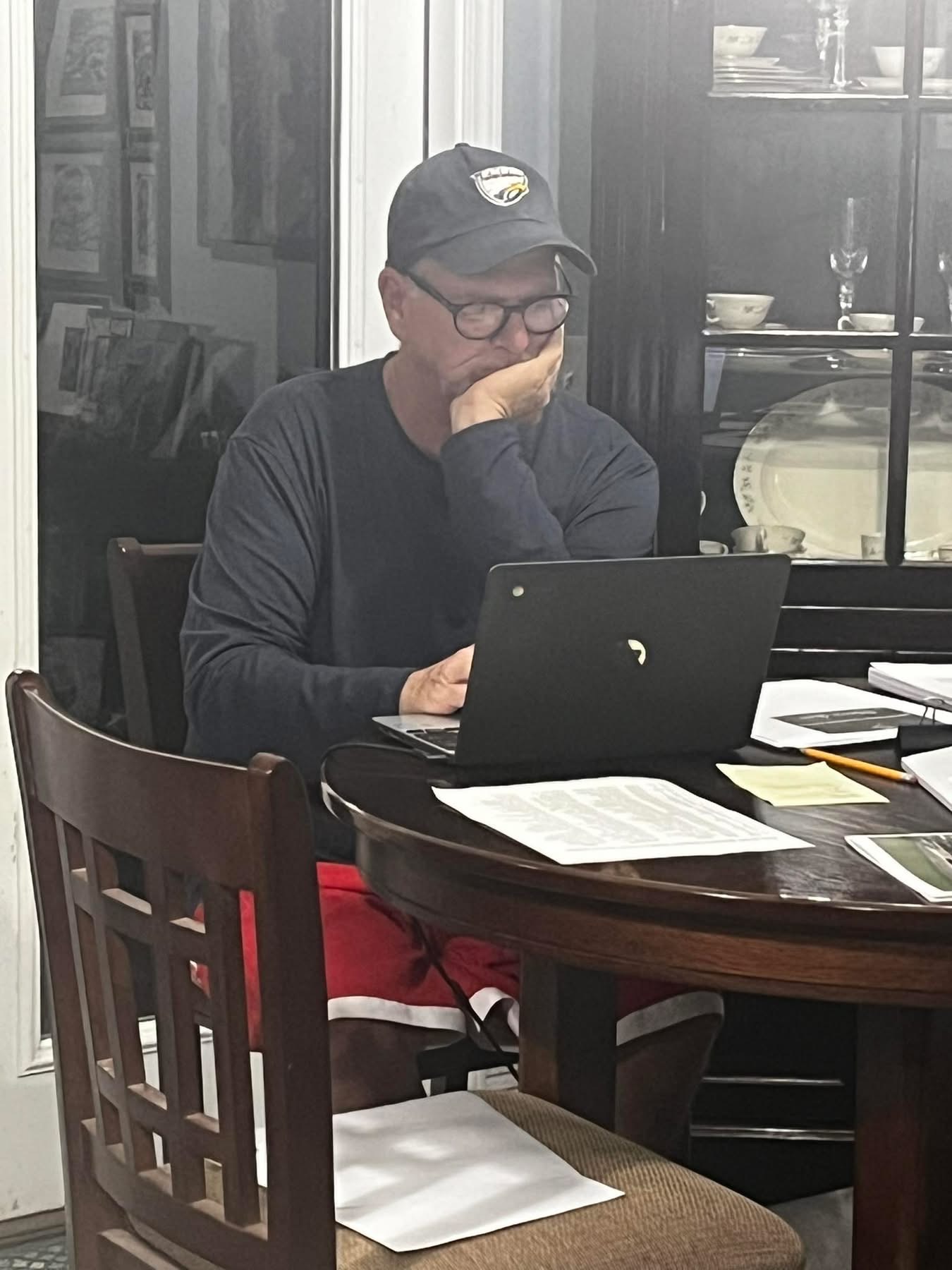 Chip Porter working on his next book at the laptop